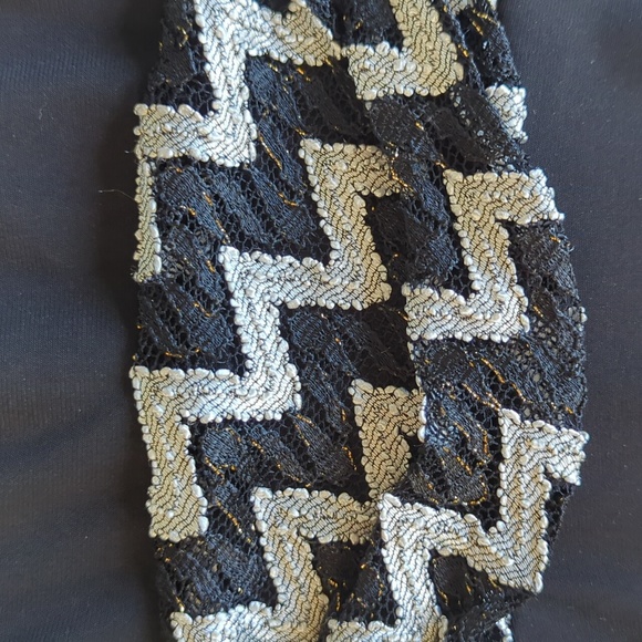 Perceptions Chevron Design Sleeveless A-Line Cocktail Dress 12P Black White - Picture 7 of 12